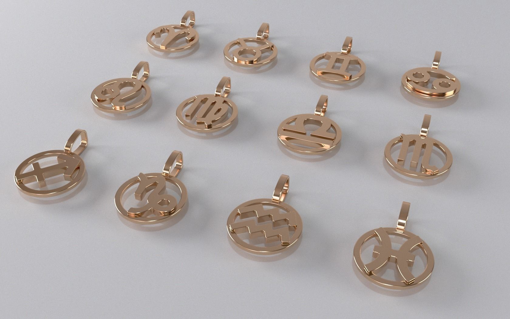 Zodiac Pendants v2 Bundle - Plain 3D print model_1