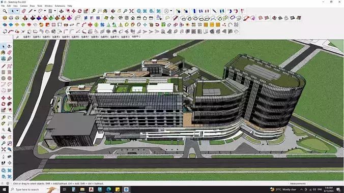  Hotel Building with Amphitheatre landscape 3D model