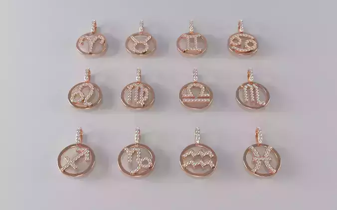 Zodiac Pendants v2 Bundle- Diamond Topped