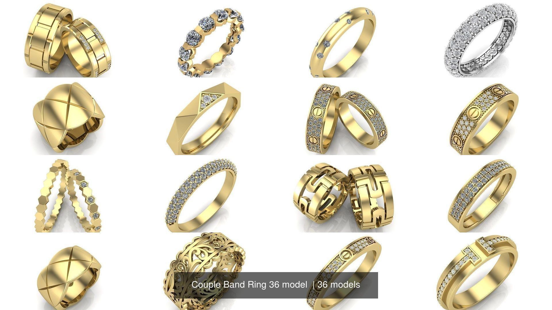 Couple Band Ring 36 model 3D Model Collection_1