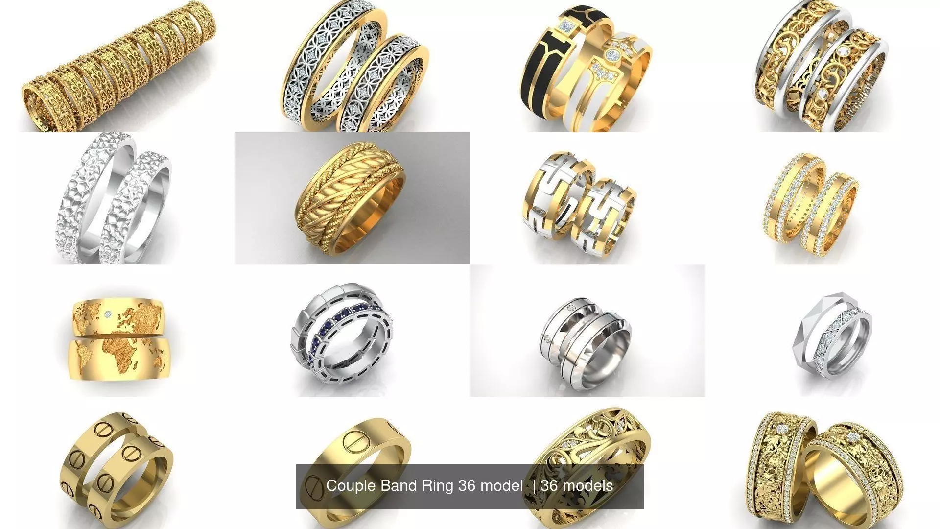 Couple Band Ring 36 model 3D Model Collection_0