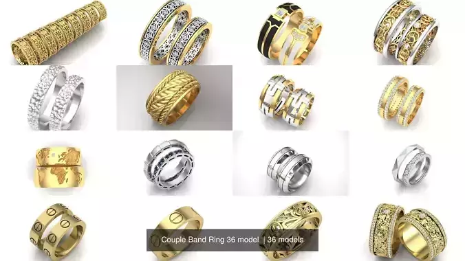  Couple Band Ring 36 model  3D Model Collection