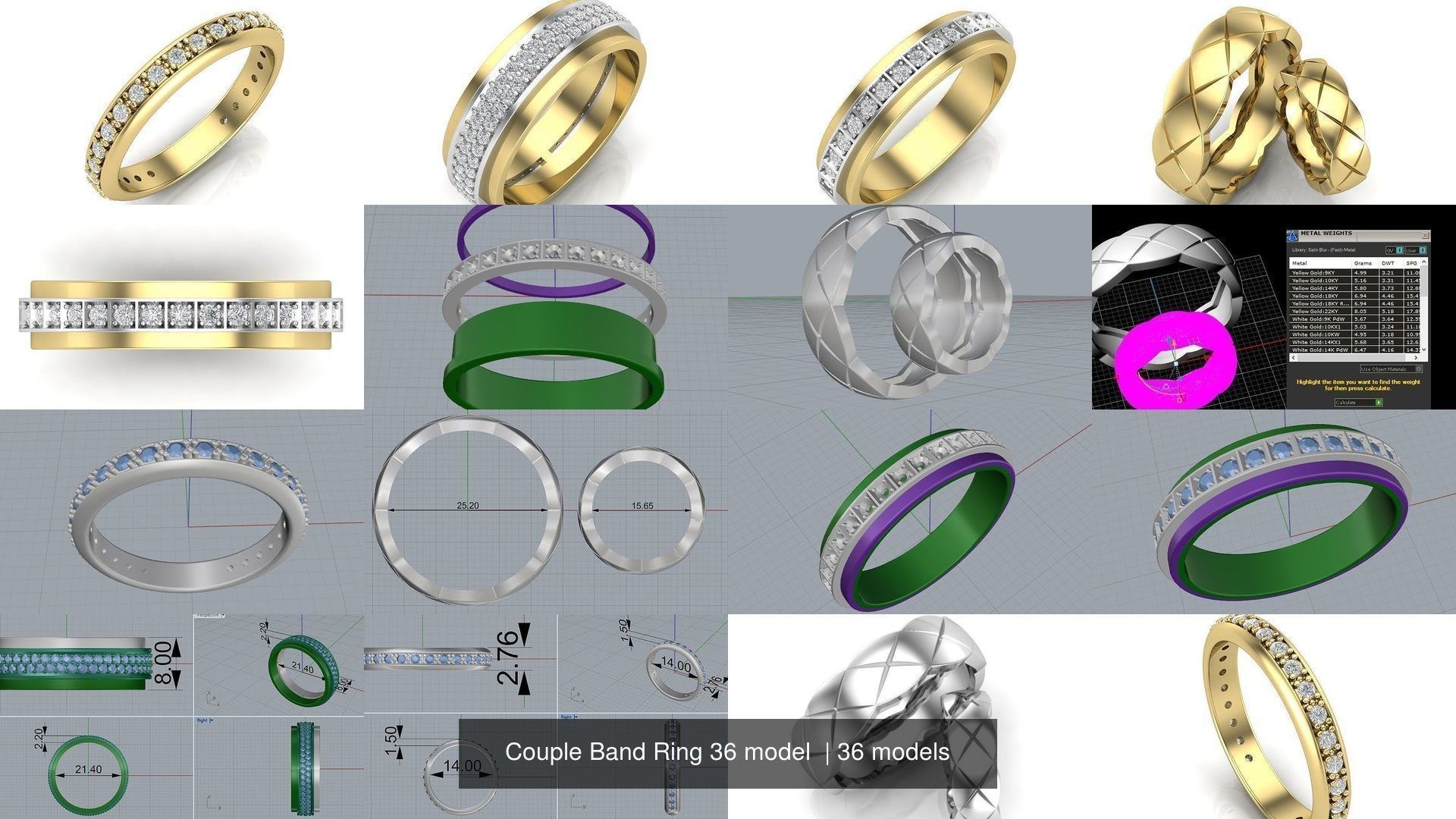 Couple Band Ring 36 model 3D Model Collection_3