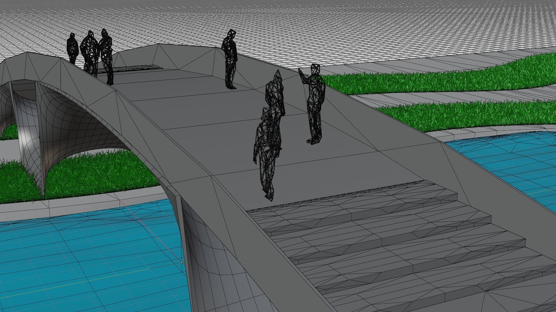Organic Mesh Pedestrians Bridge 3D model_29