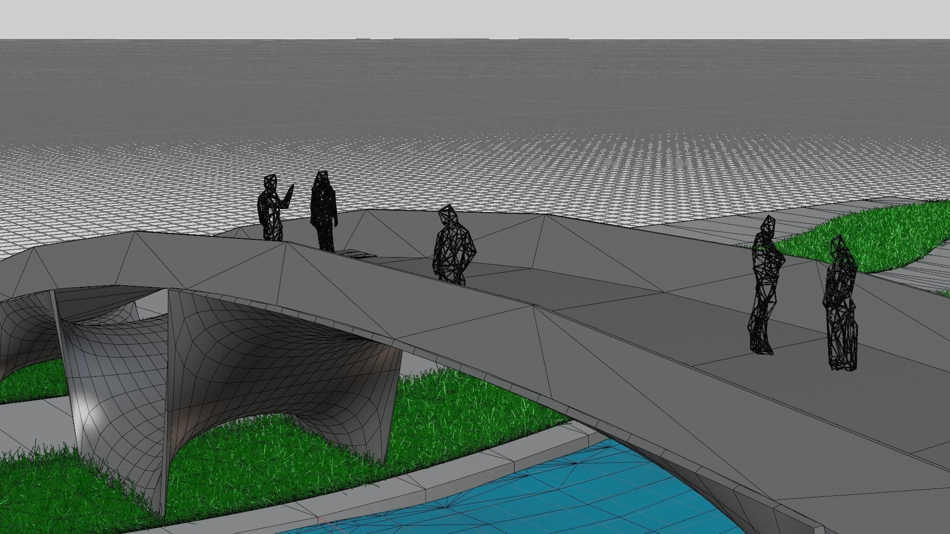 Organic Mesh Pedestrians Bridge 3D model_21