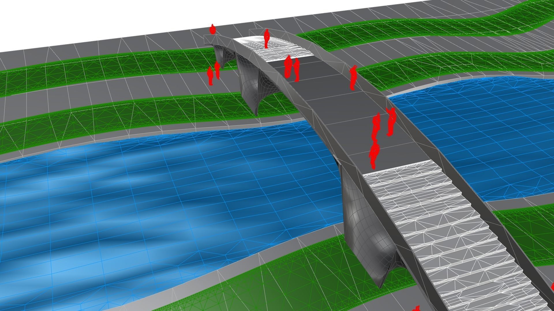 Organic Mesh Pedestrians Bridge 3D model_53