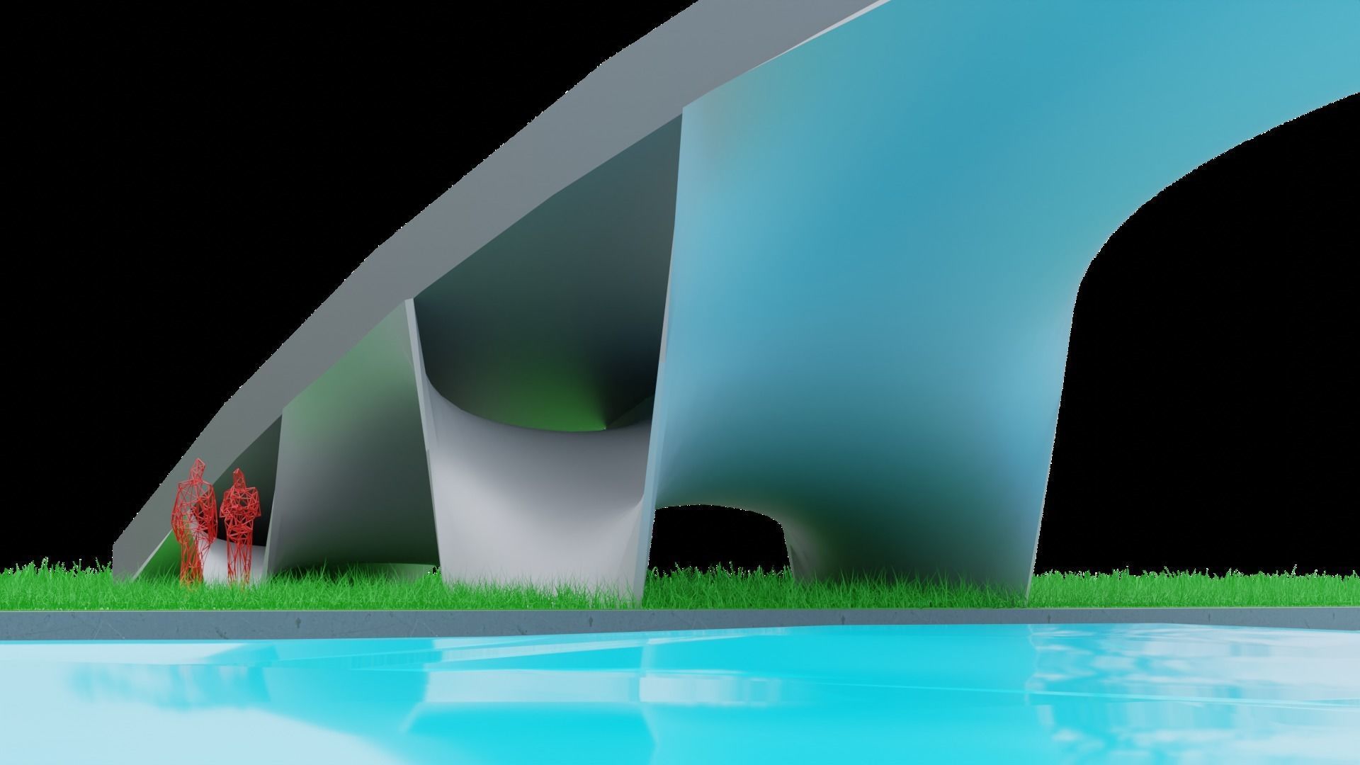 Organic Mesh Pedestrians Bridge 3D model_24