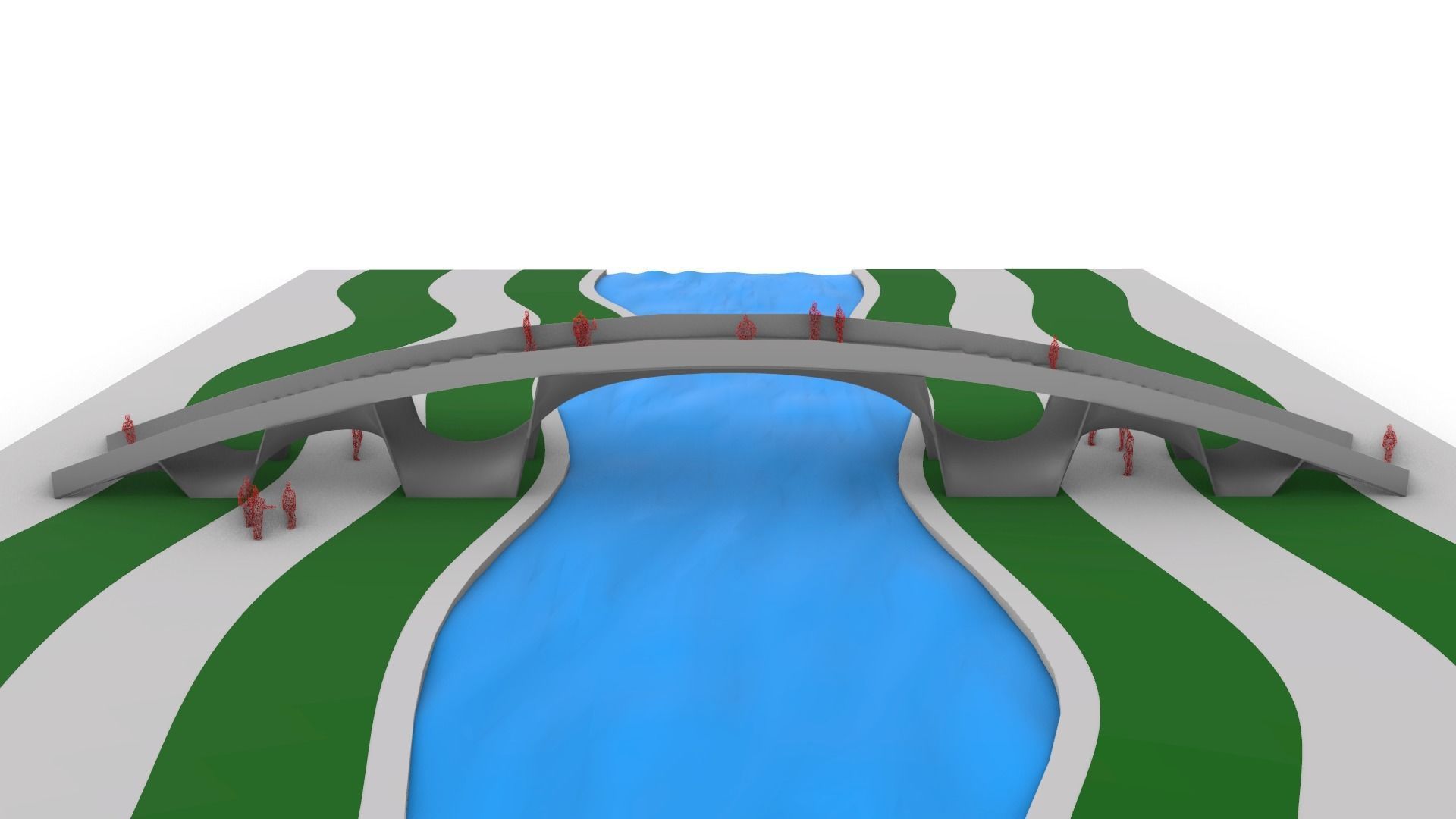 Organic Mesh Pedestrians Bridge 3D model_46