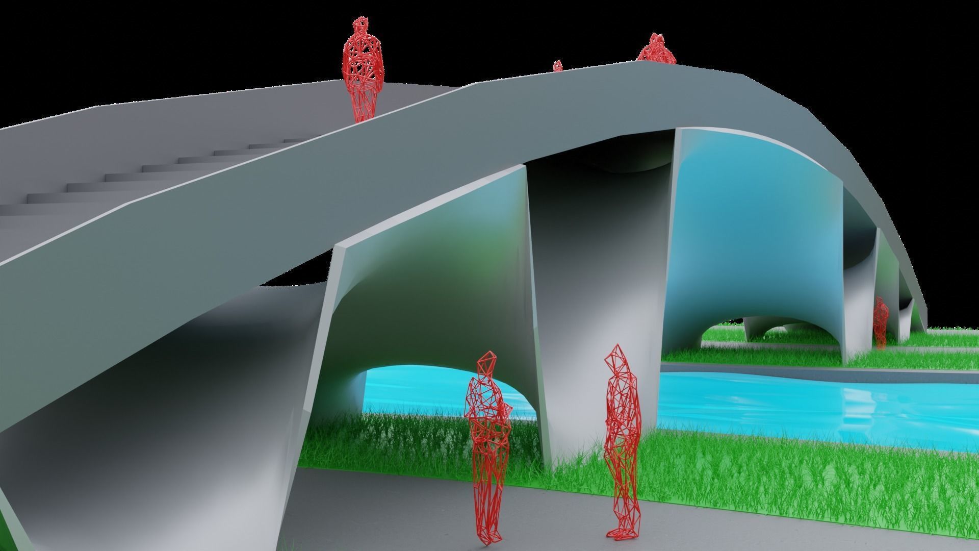 Organic Mesh Pedestrians Bridge 3D model_16
