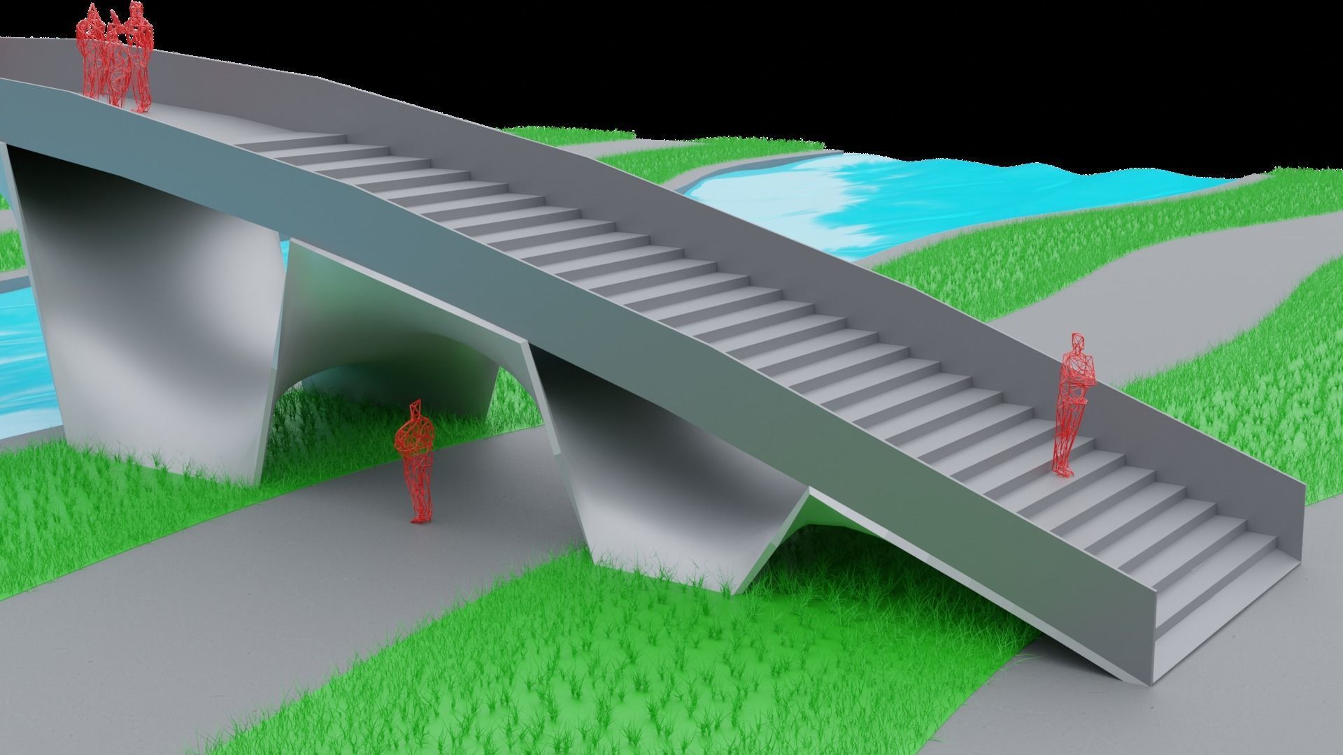 Organic Mesh Pedestrians Bridge 3D model_6