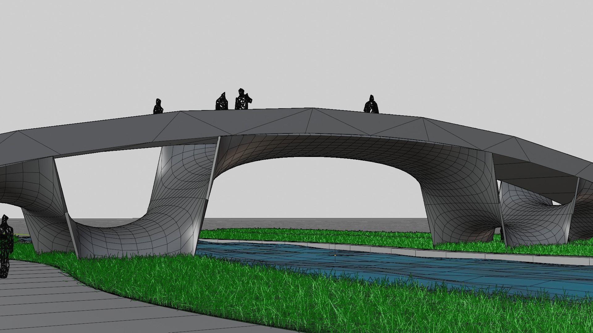 Organic Mesh Pedestrians Bridge 3D model_31