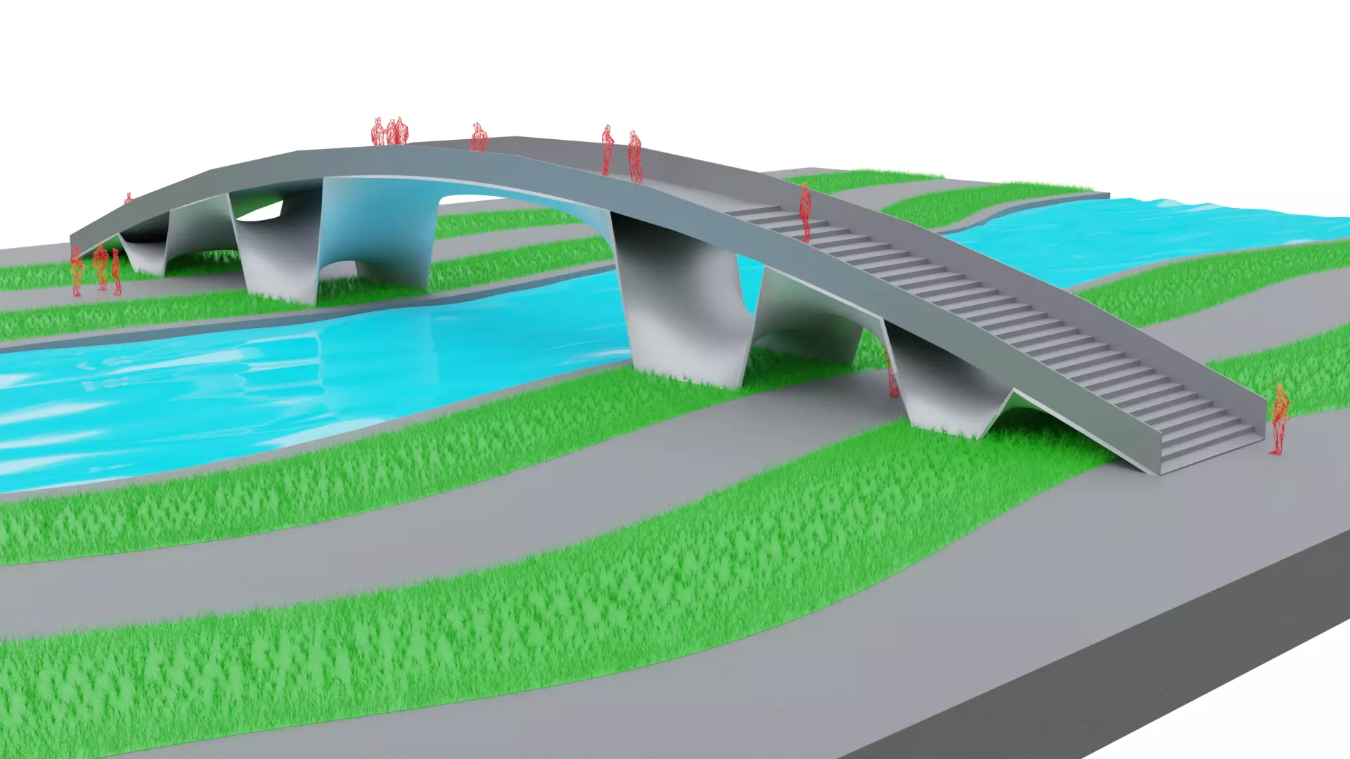 Organic Mesh Pedestrians Bridge 3D model_0