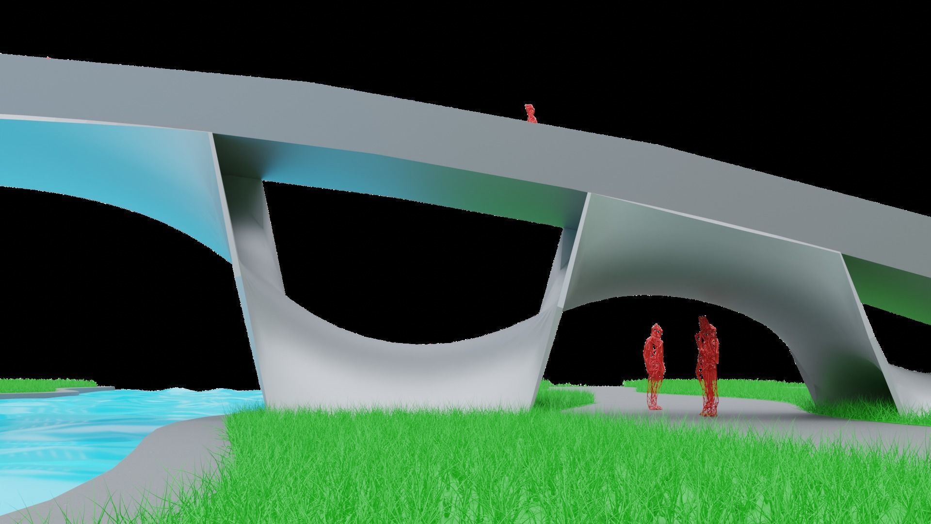 Organic Mesh Pedestrians Bridge 3D model_10