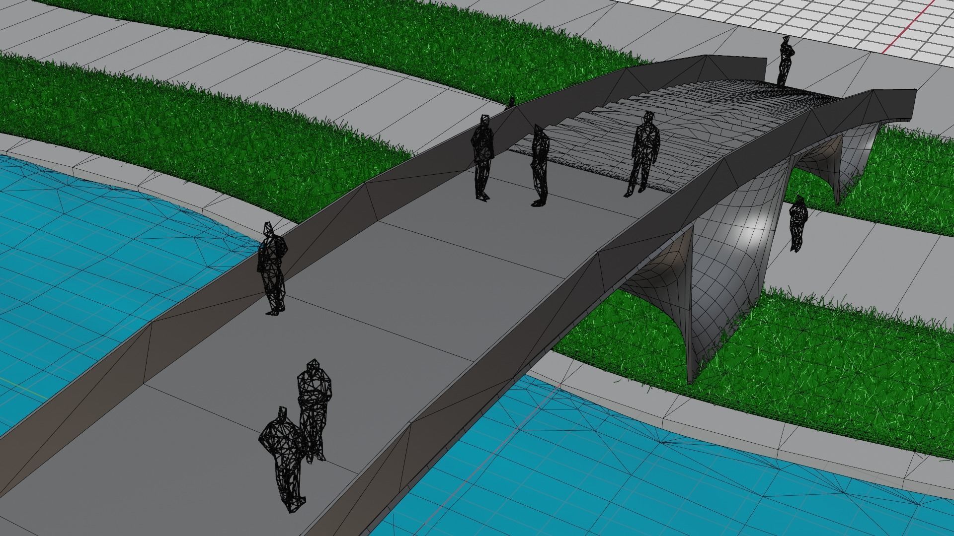 Organic Mesh Pedestrians Bridge 3D model_27