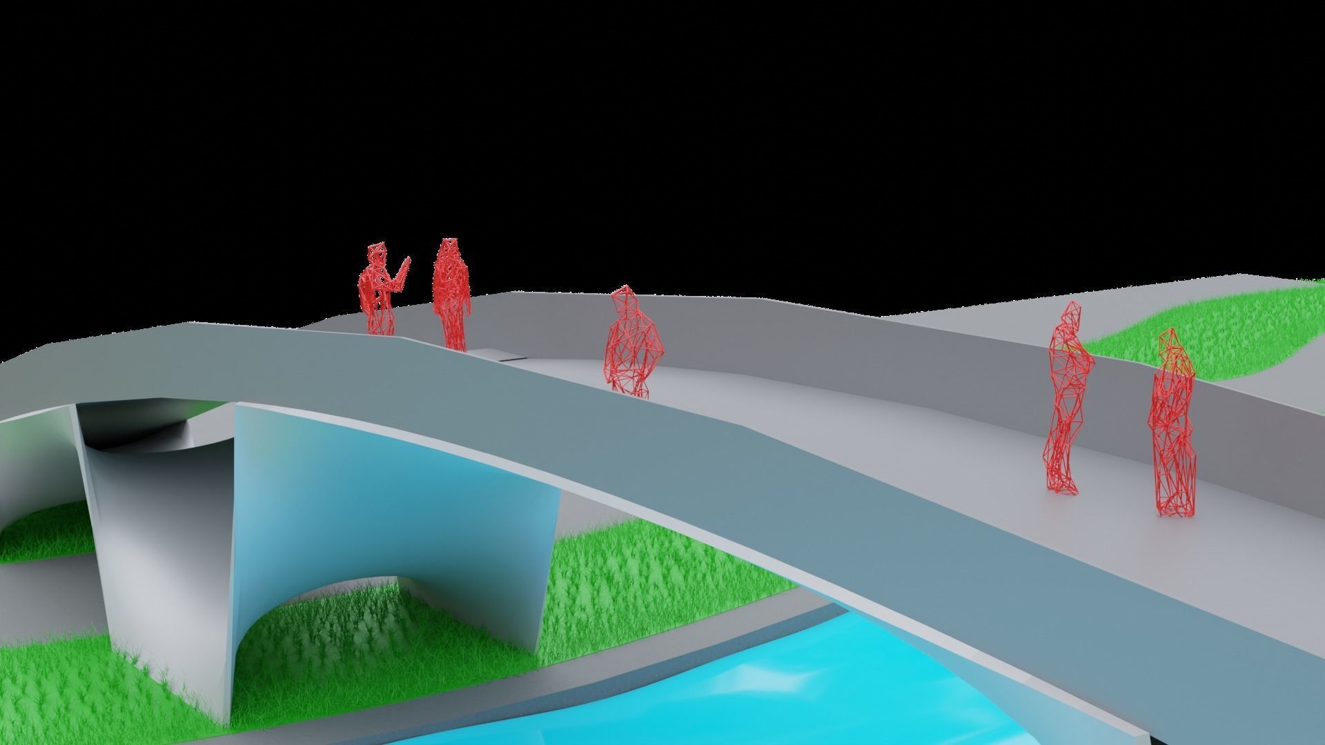 Organic Mesh Pedestrians Bridge 3D model_20