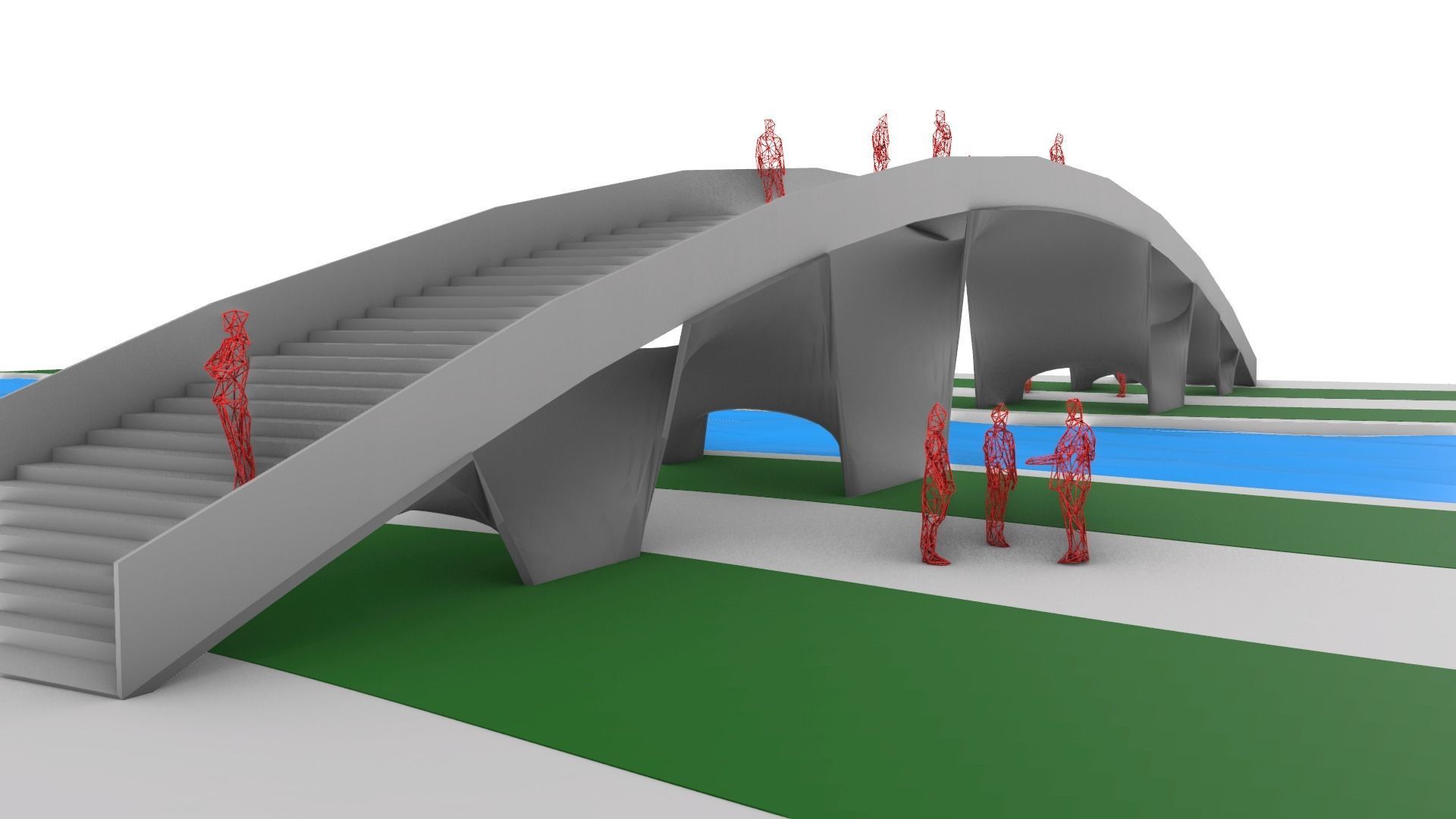 Organic Mesh Pedestrians Bridge 3D model_48