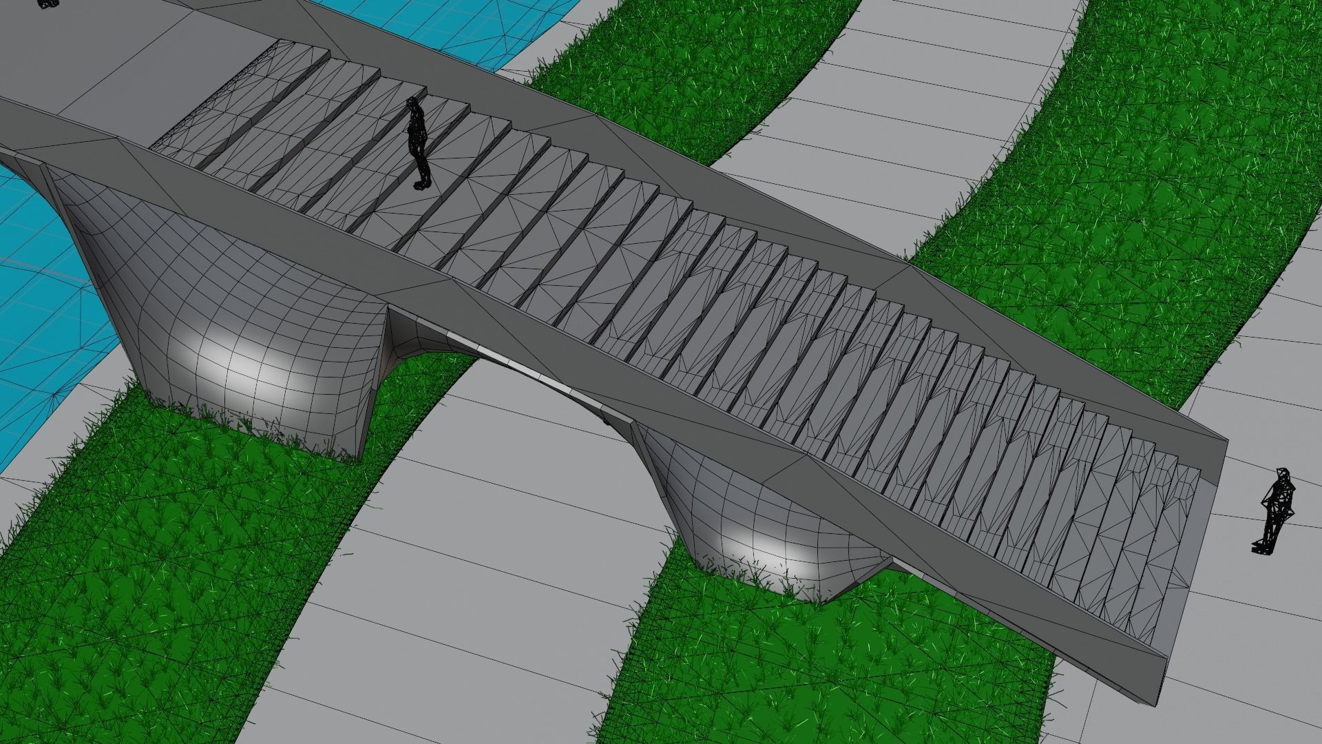 Organic Mesh Pedestrians Bridge 3D model_13