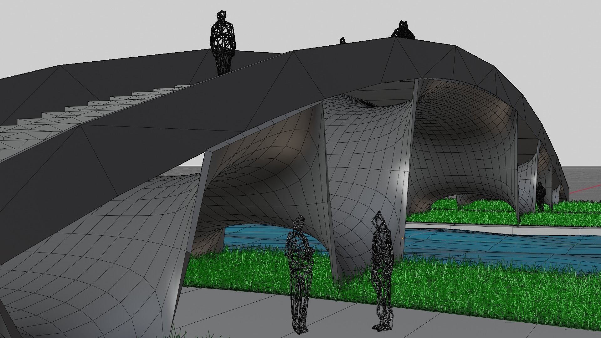 Organic Mesh Pedestrians Bridge 3D model_17
