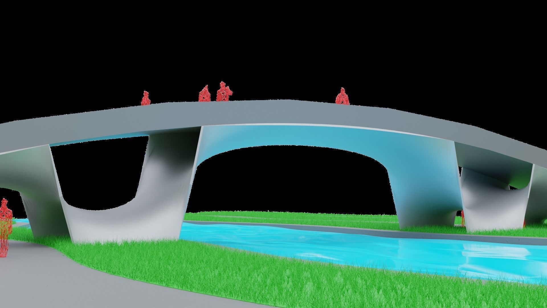 Organic Mesh Pedestrians Bridge 3D model_30