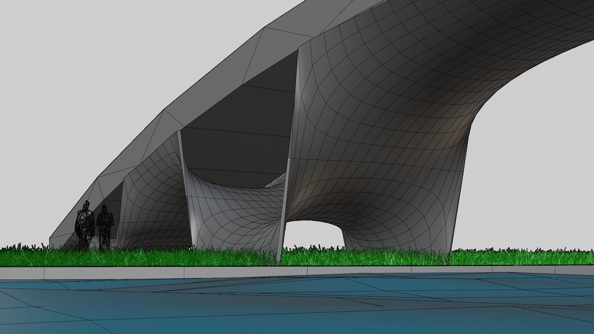 Organic Mesh Pedestrians Bridge 3D model_25