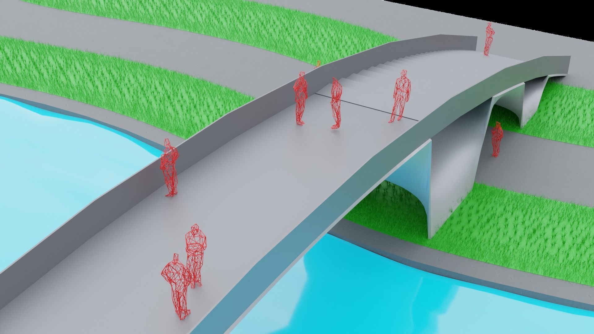 Organic Mesh Pedestrians Bridge 3D model_26