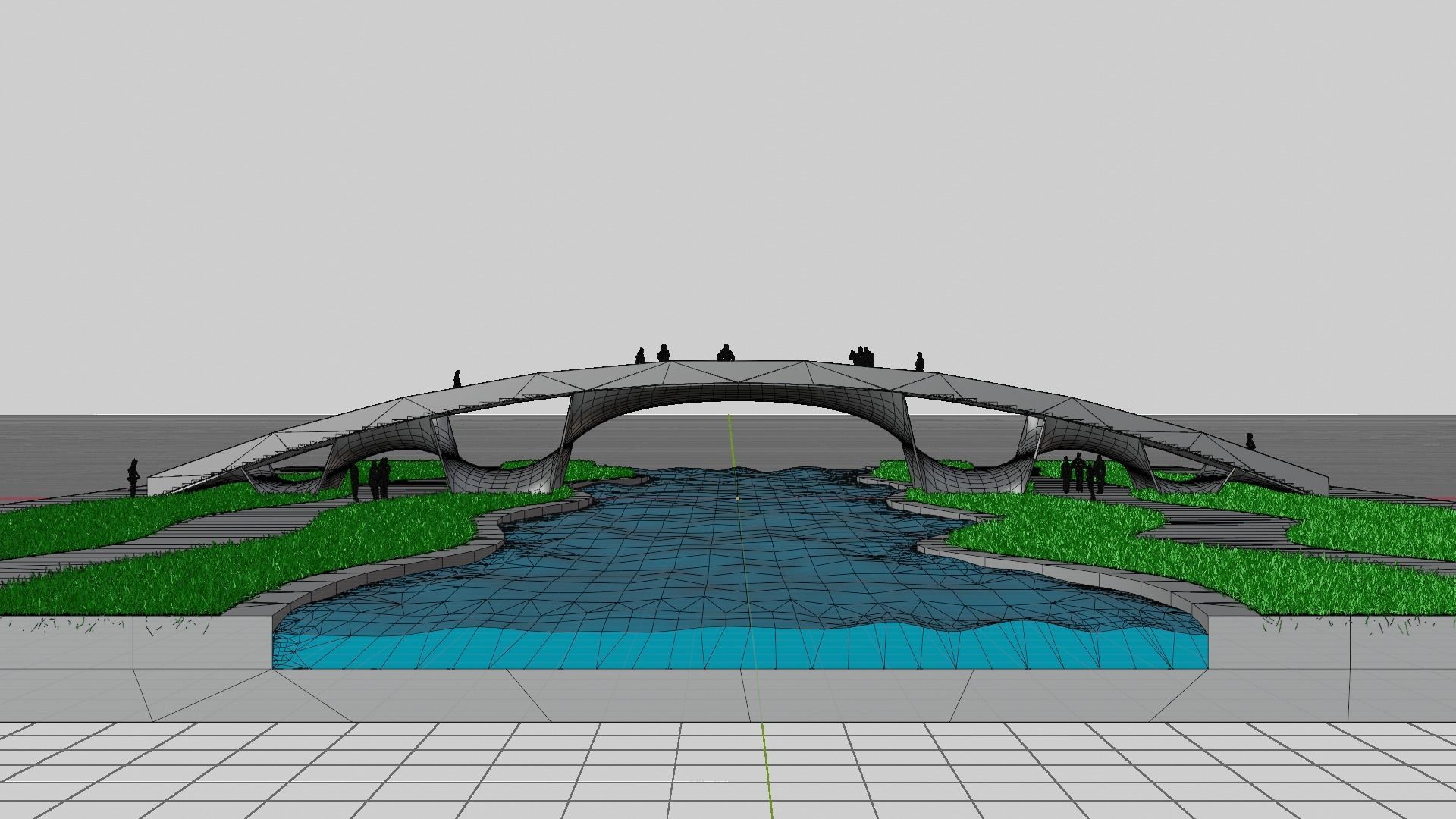 Organic Mesh Pedestrians Bridge 3D model_33