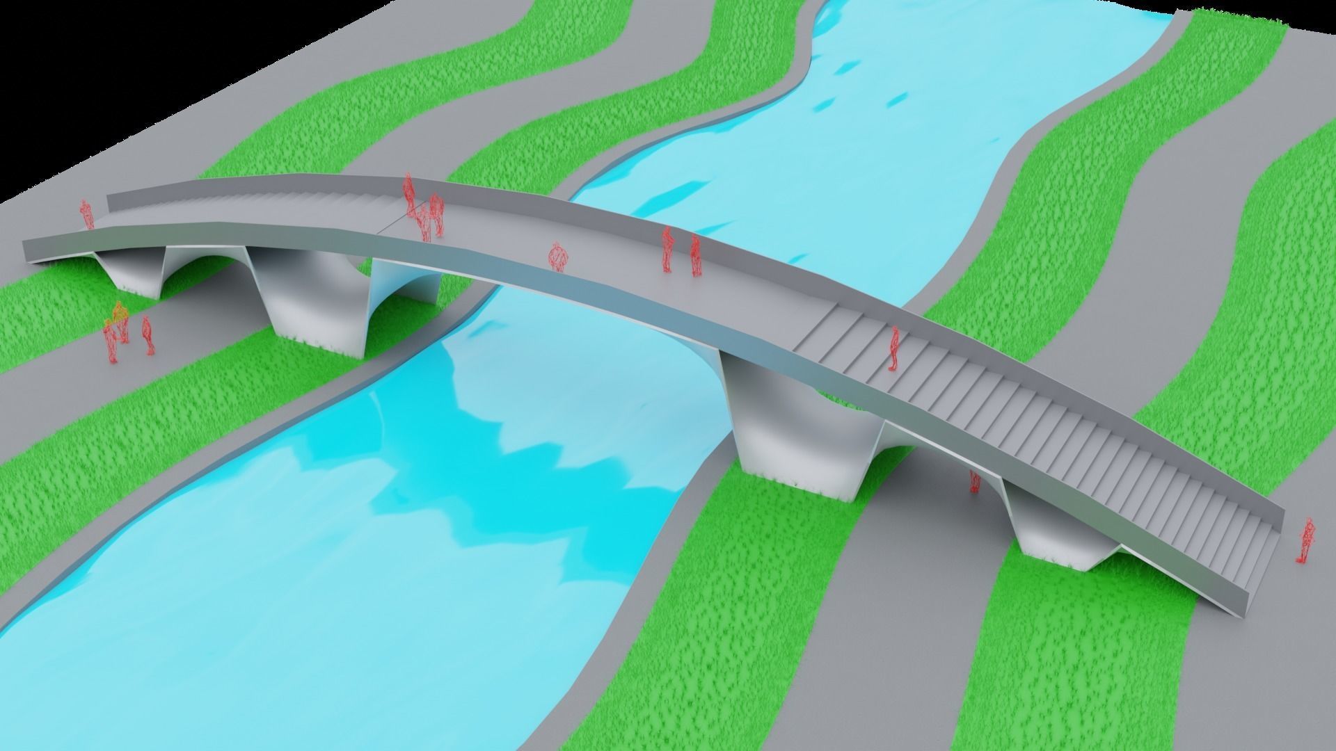 Organic Mesh Pedestrians Bridge 3D model_4