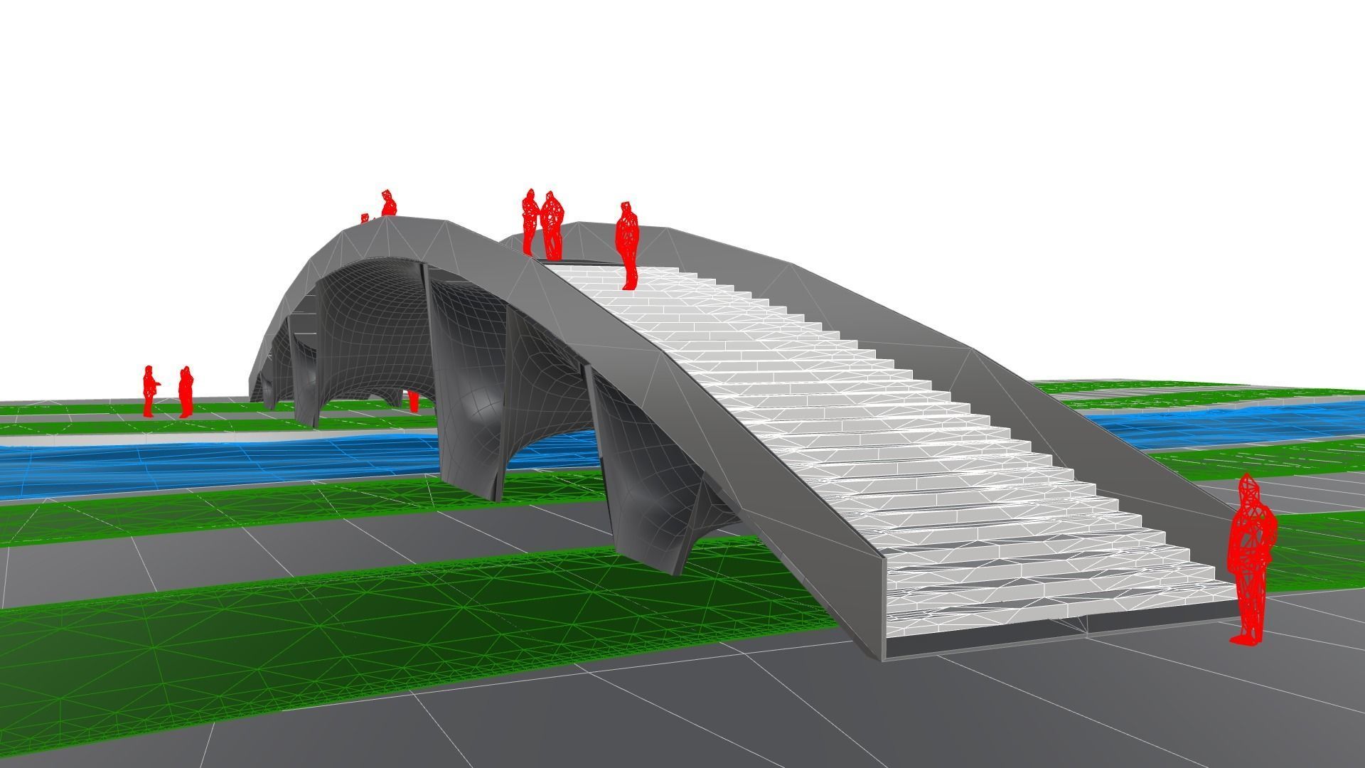 Organic Mesh Pedestrians Bridge 3D model_51