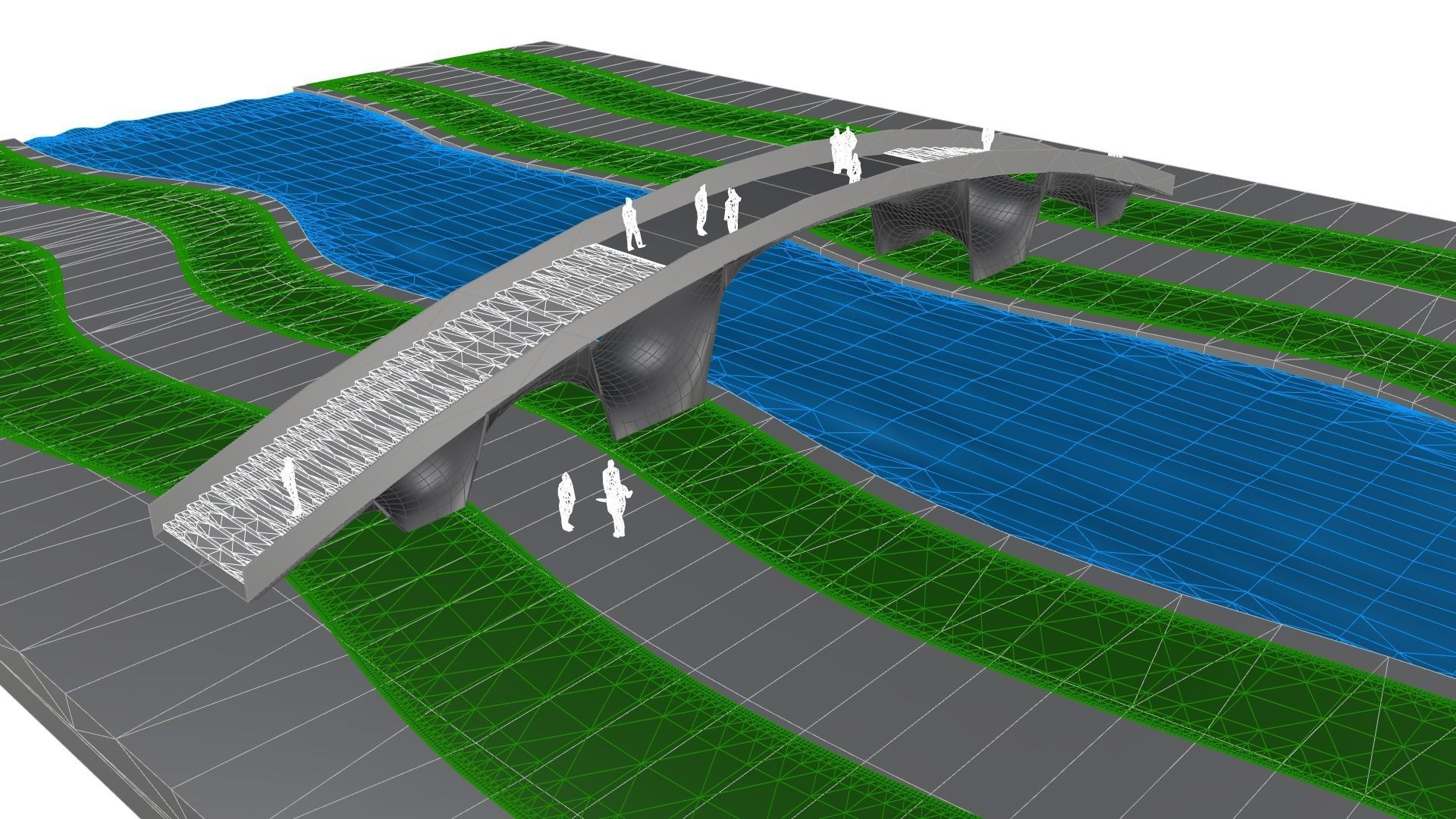 Organic Mesh Pedestrians Bridge 3D model_45