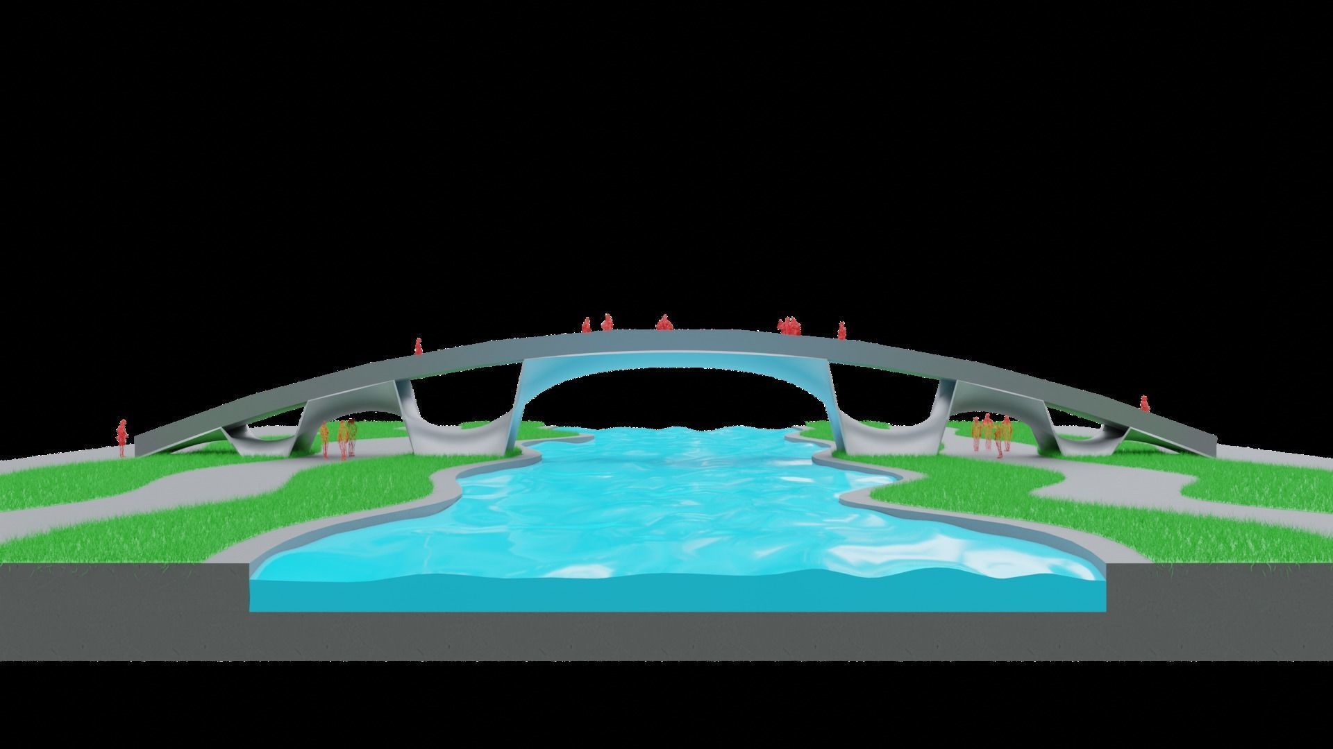 Organic Mesh Pedestrians Bridge 3D model_32