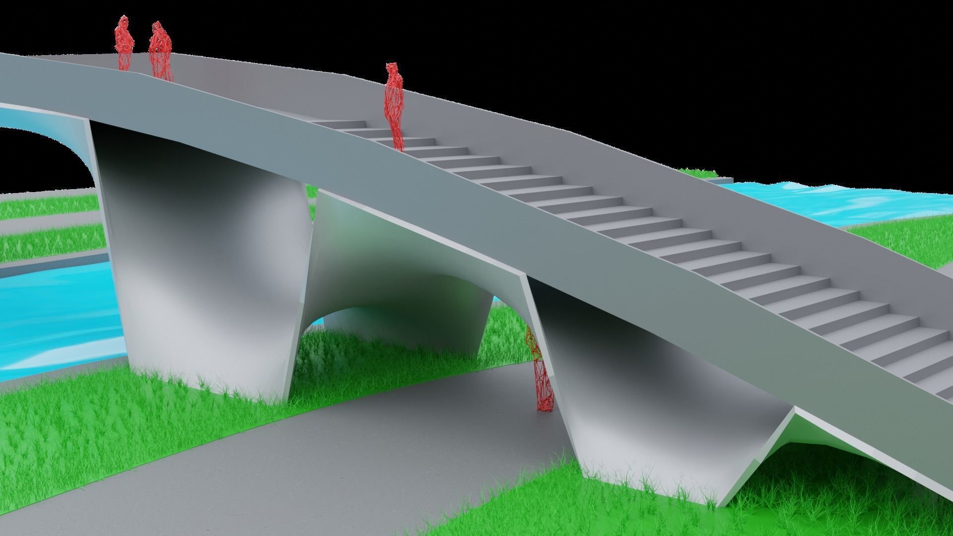 Organic Mesh Pedestrians Bridge 3D model_8