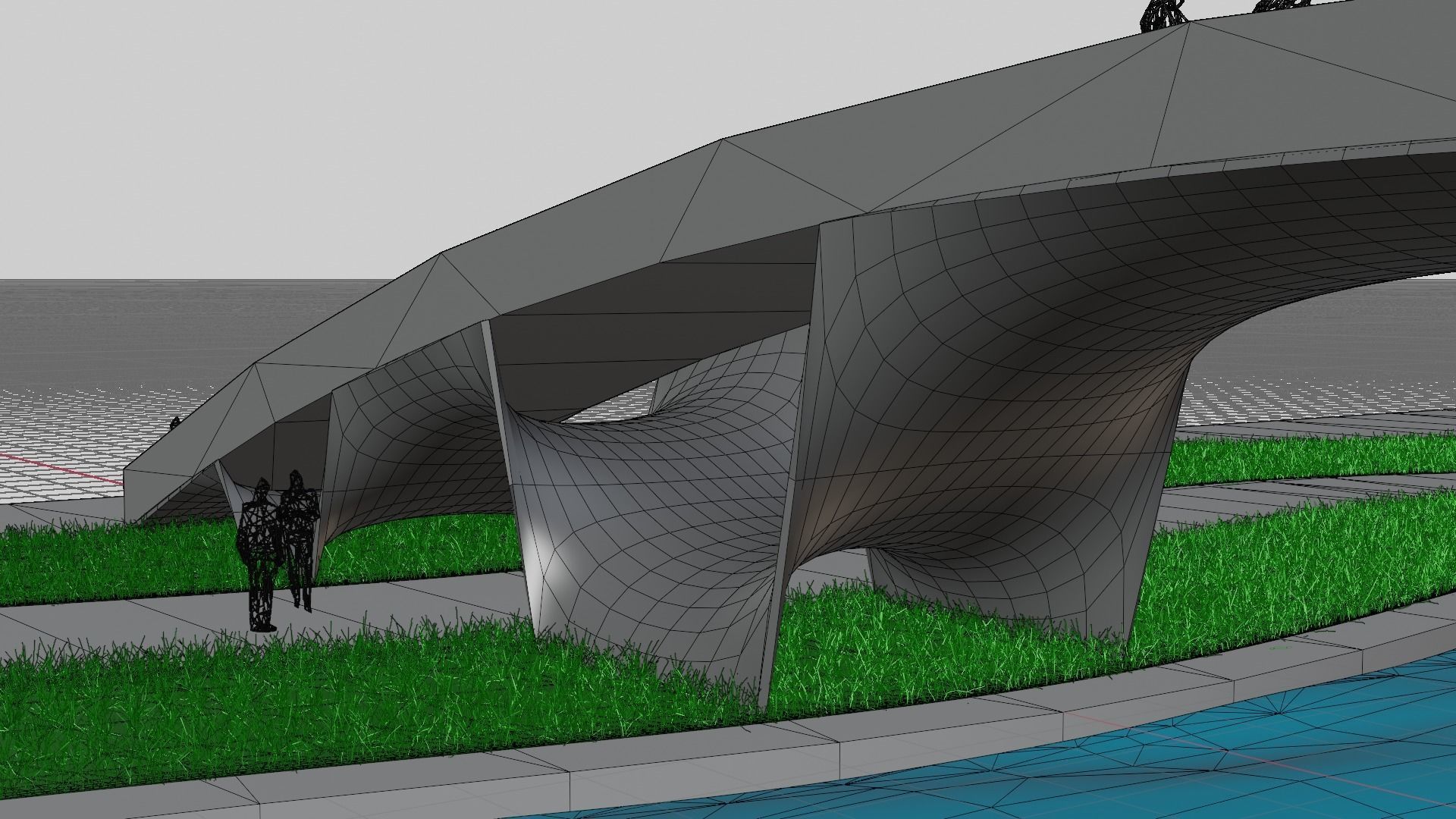 Organic Mesh Pedestrians Bridge 3D model_23