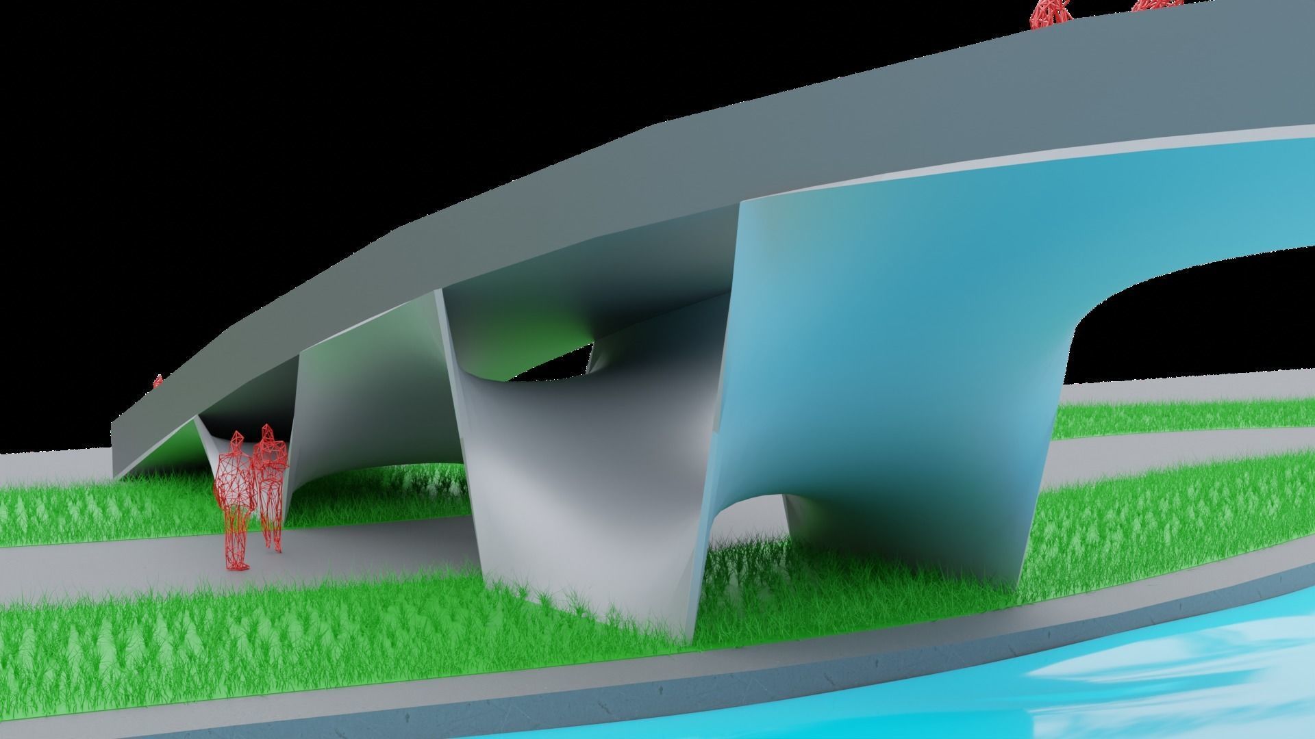 Organic Mesh Pedestrians Bridge 3D model_22