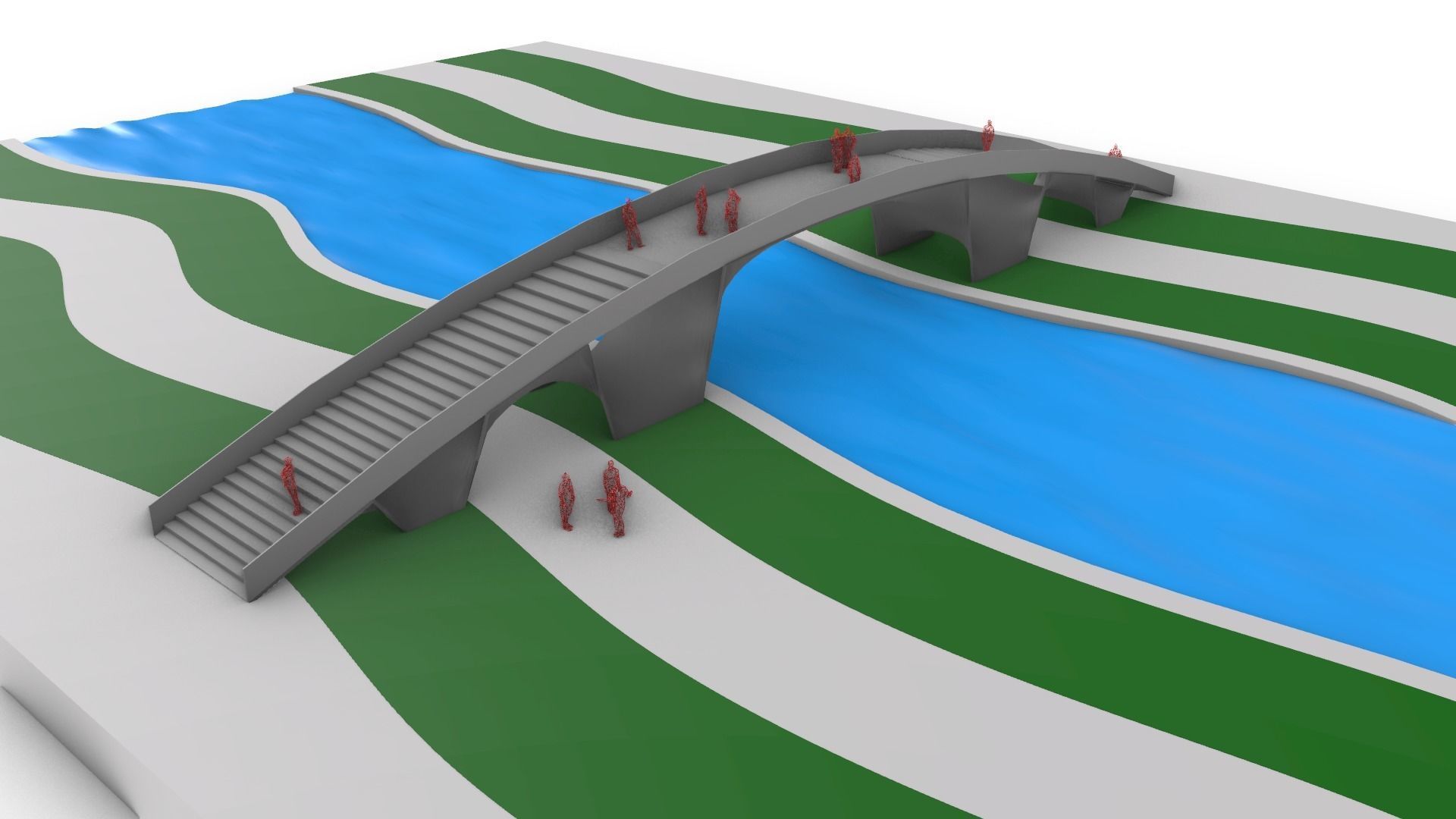 Organic Mesh Pedestrians Bridge 3D model_44