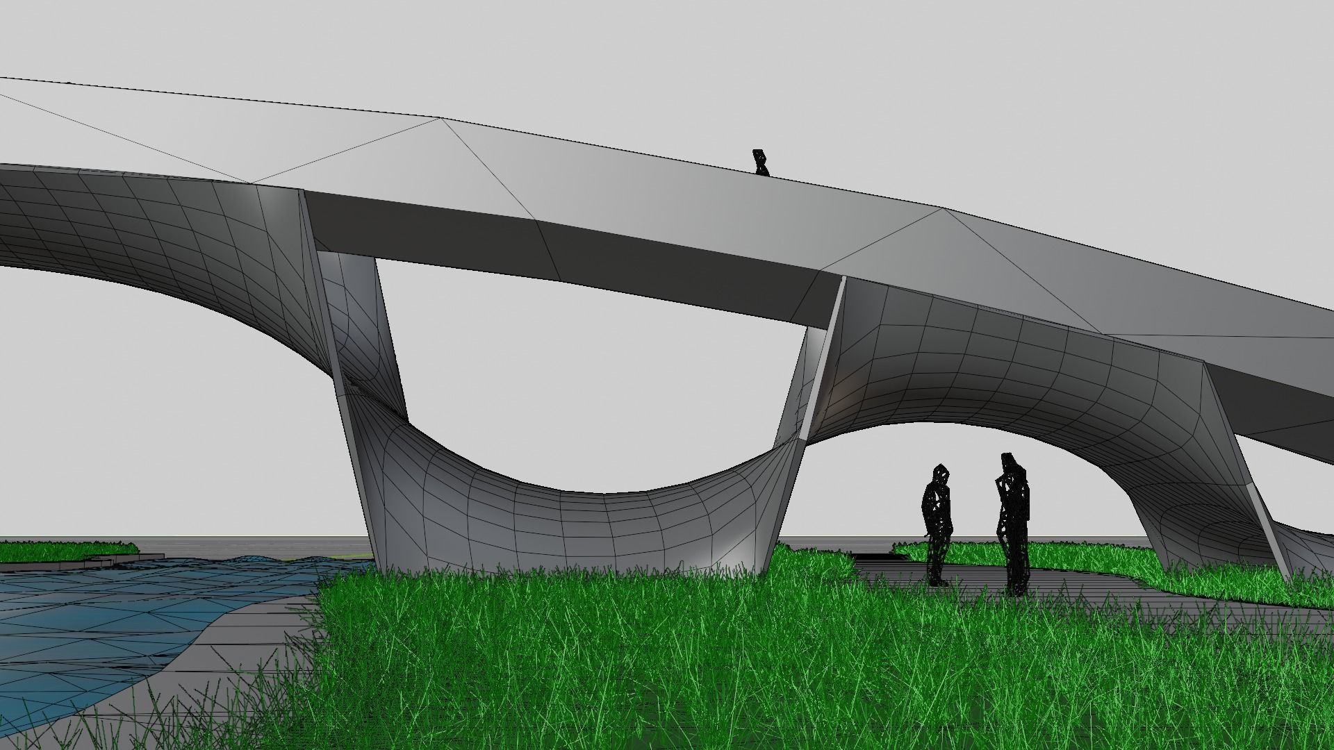 Organic Mesh Pedestrians Bridge 3D model_11