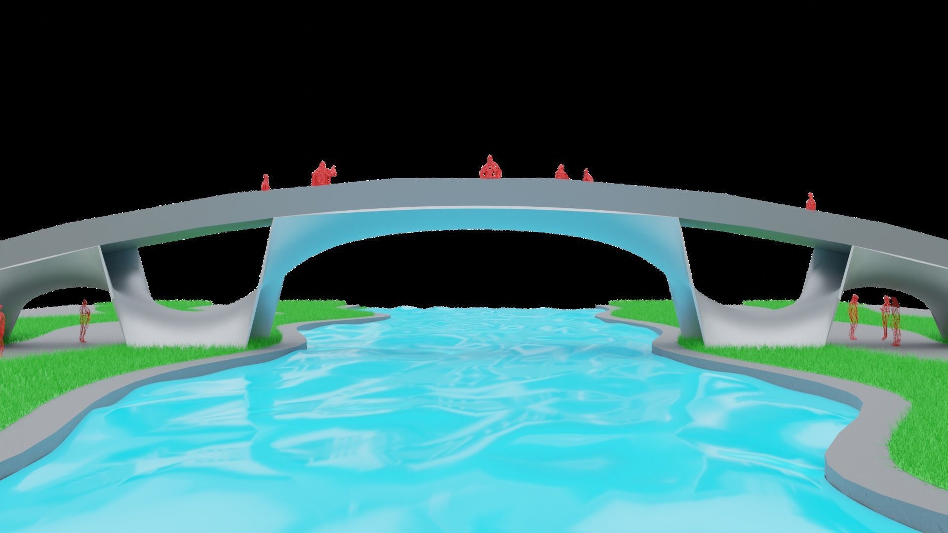 Organic Mesh Pedestrians Bridge 3D model_34