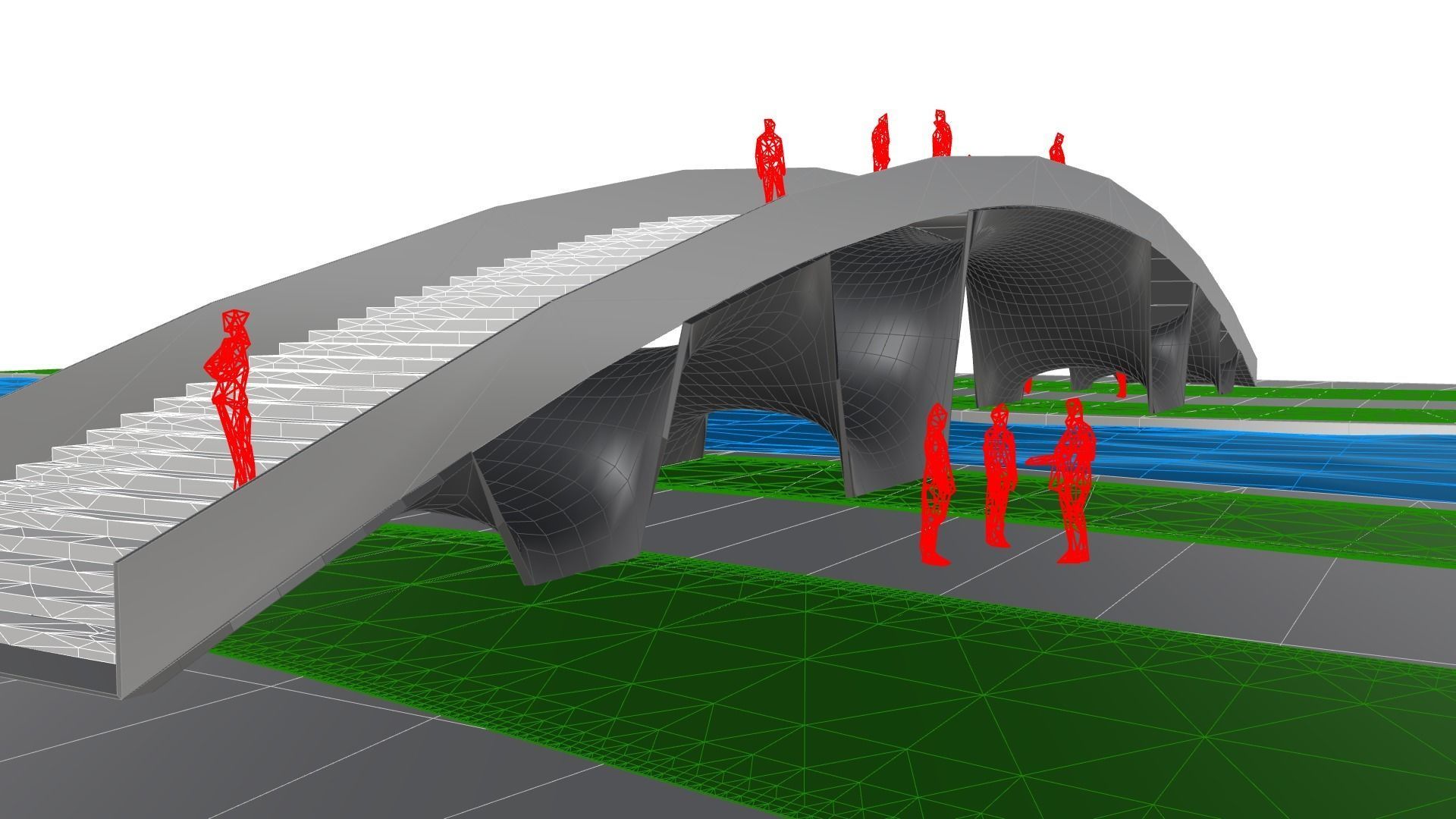 Organic Mesh Pedestrians Bridge 3D model_49