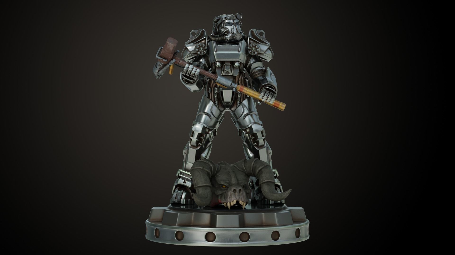Fallout T60 Battle Pose 3D print model_5