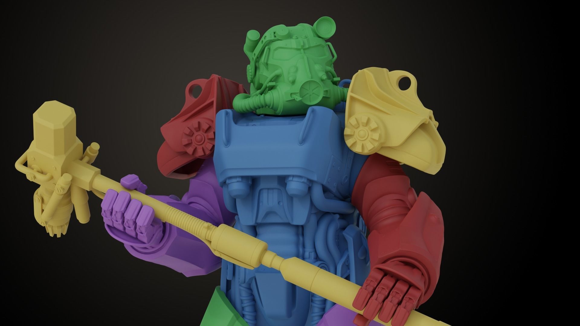 Fallout T60 Battle Pose 3D print model_14