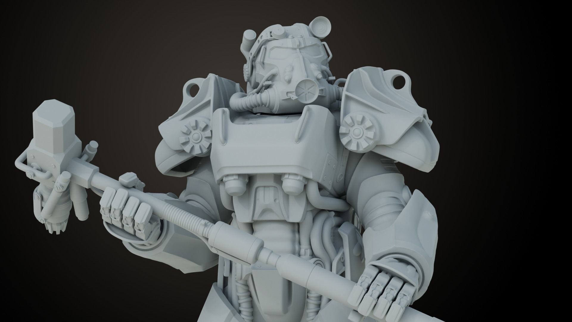 Fallout T60 Battle Pose 3D print model_7