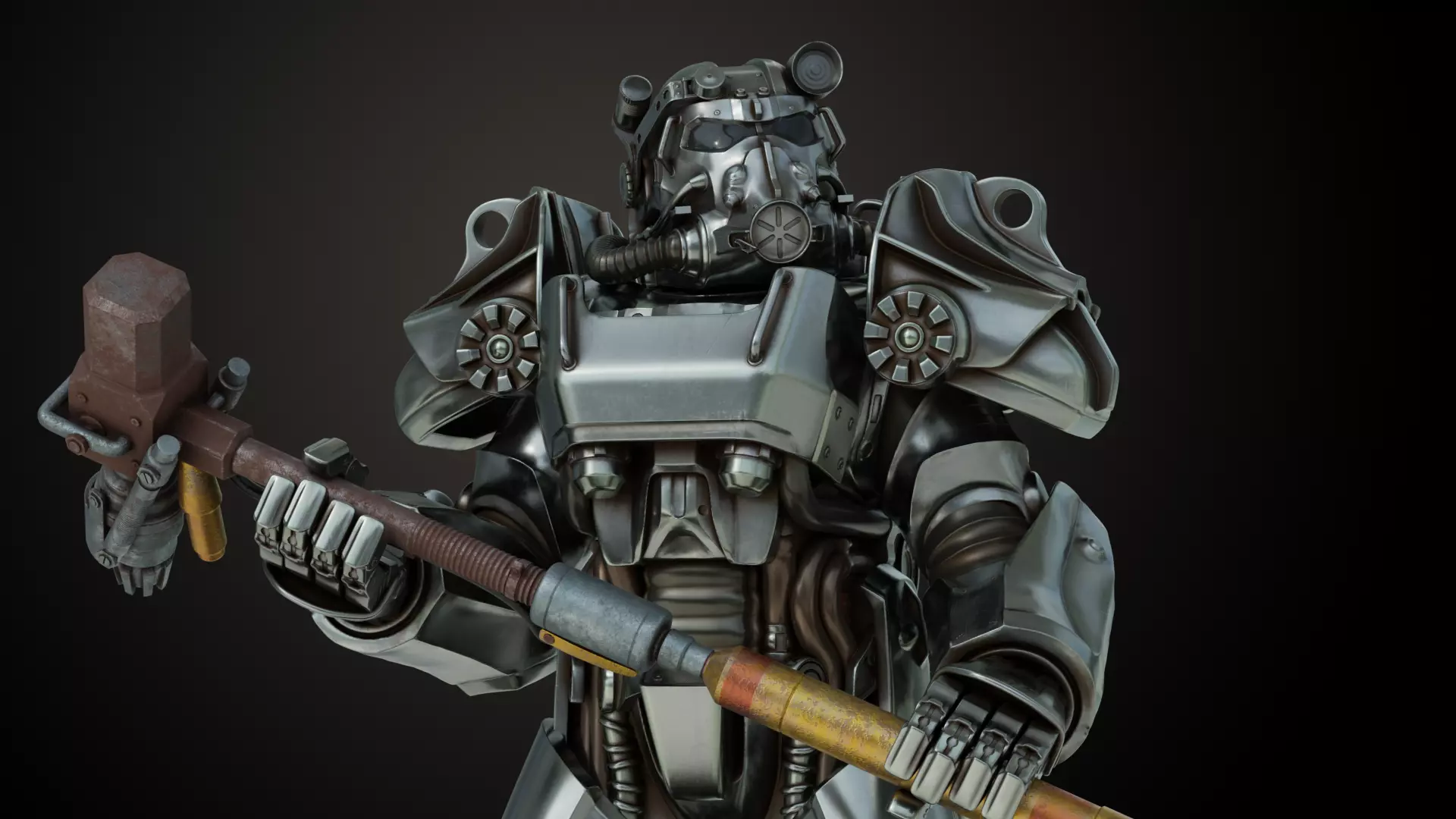 Fallout T60 Battle Pose 3D print model_0