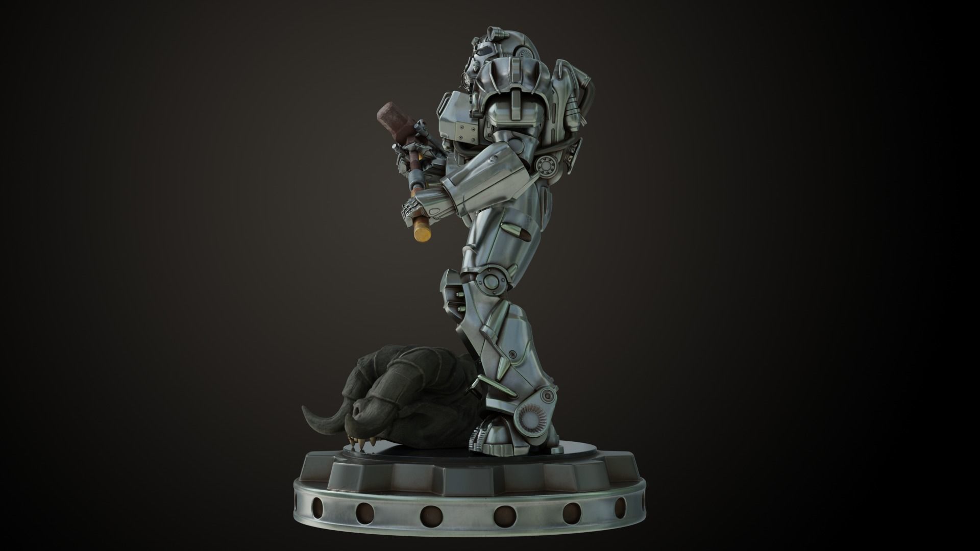 Fallout T60 Battle Pose 3D print model_6