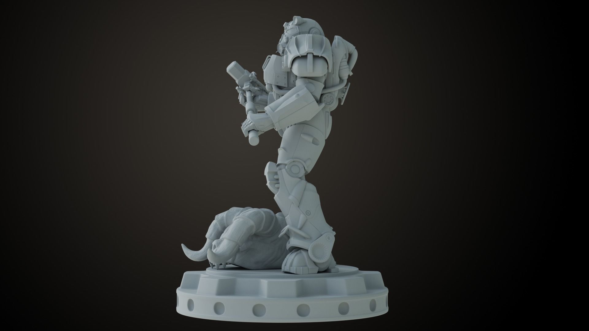 Fallout T60 Battle Pose 3D print model_13