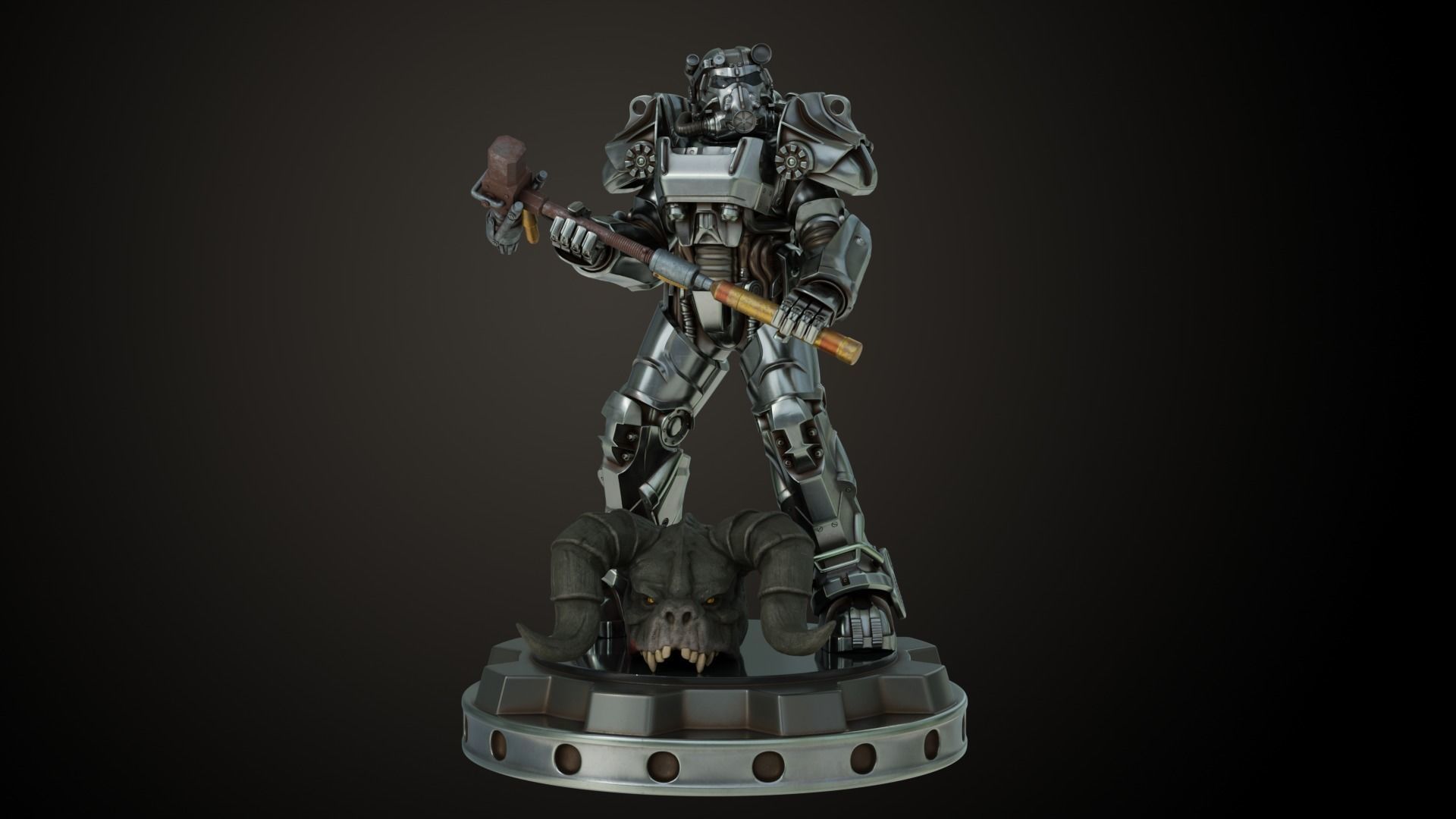 Fallout T60 Battle Pose 3D print model_2