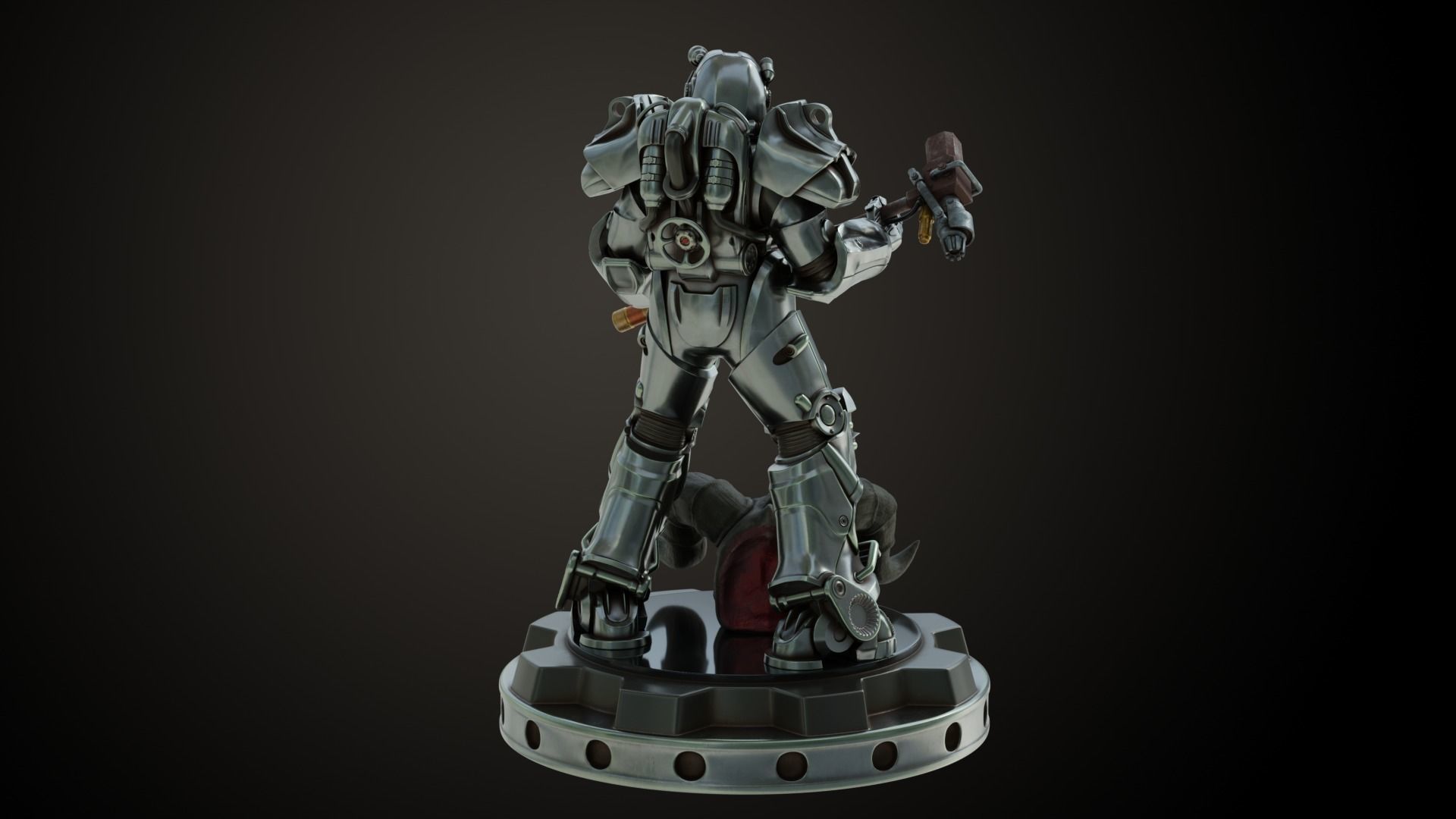 Fallout T60 Battle Pose 3D print model_4
