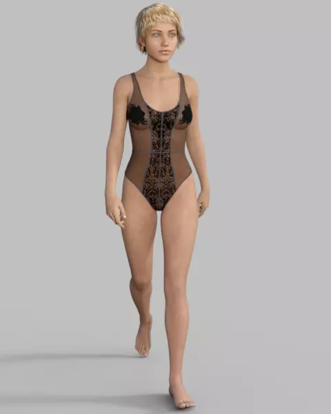 Lace and Mesh Swimsuit 3D model