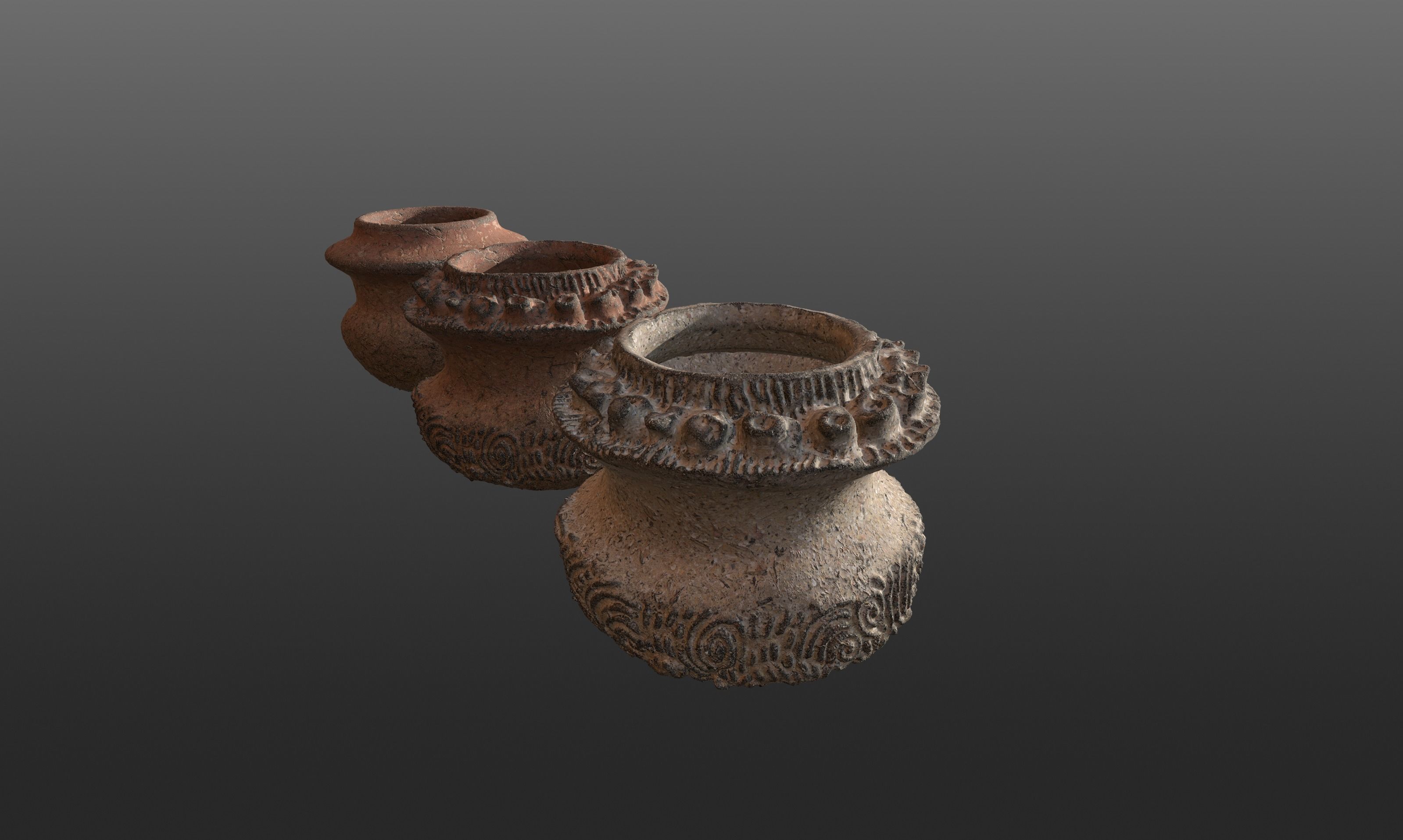 3D Antique Terracotta Vases Set 3D model_9