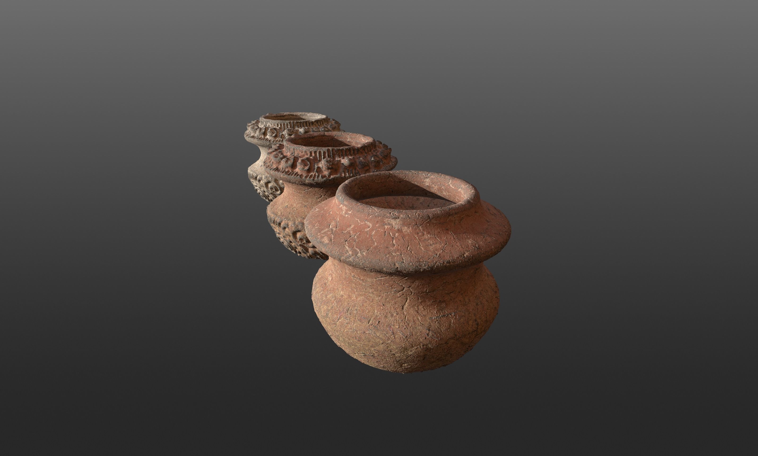 3D Antique Terracotta Vases Set 3D model_4