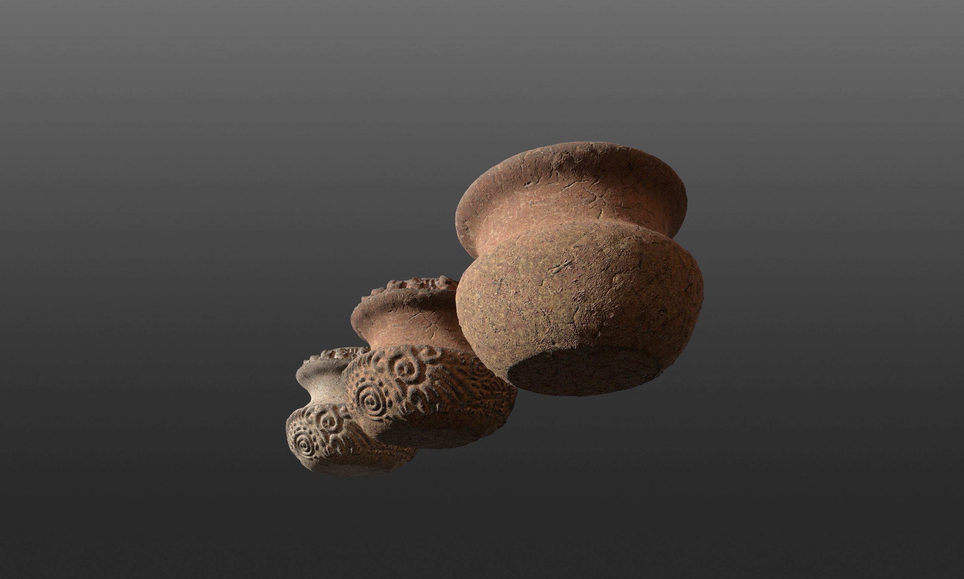 3D Antique Terracotta Vases Set 3D model_7