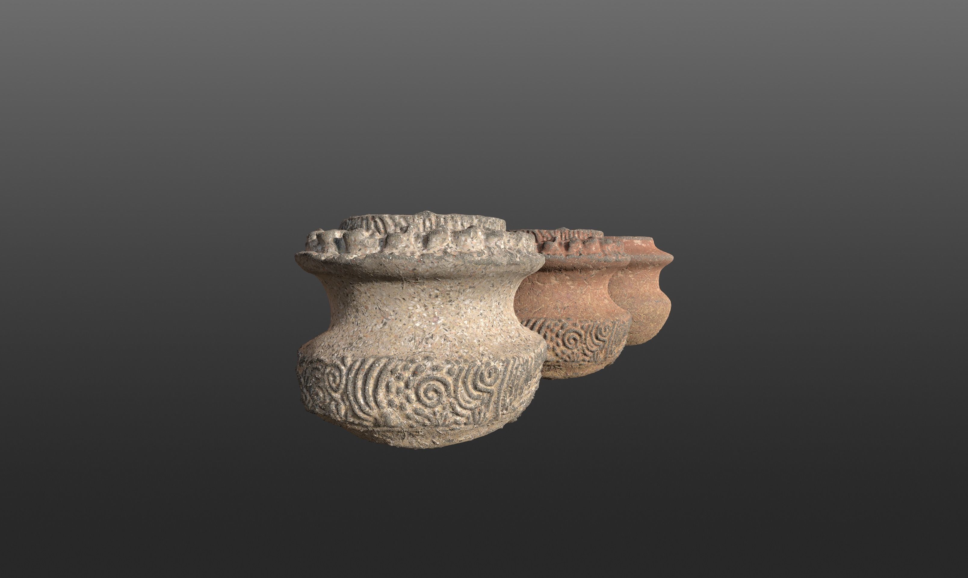 3D Antique Terracotta Vases Set 3D model_8
